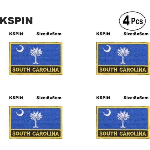 U.S.A South carolina Rectangular Shape Flag Iron on Saw on Patches Embroidered Flag Patches National Flag Patches for Clothing