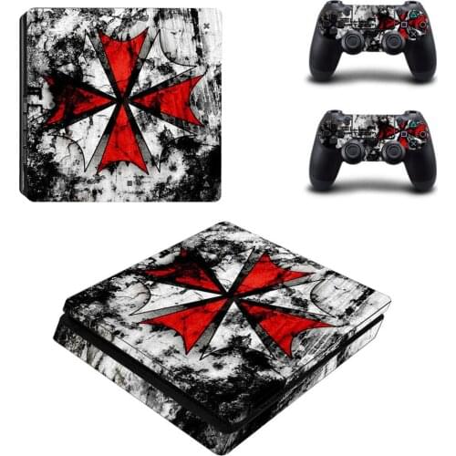 Biohazard Umbrella PS4 Slim Stickers Play station 4 Skin Sticker Decal For PlayStation 4 PS4 Slim Console & Controller Skin