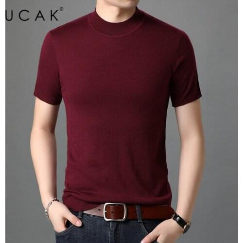 UCAK Brand Sweater Men Clothing Casual Short Sleeve O-Neck Pull Homme Pullover Spring New Arrivals Male Soft Wool Sweaters U1226