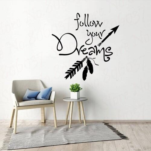 Inspirational Wall Decal Follow Your Dreams Tribal Removable Wall Stickers for Bedroom Living Room Art Decor WL1215