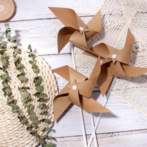 3pcs Paper Party Pinwheels Craft Windmill Vintage Style Craft Toys Wind Spinners Birthday Party Decoration