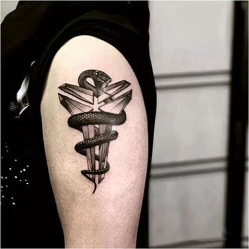 New Snake Pattern Waterproof Temporary Tattoo Stickers Black Mamba Tattoo Fake Tattoo Men and Women Arm Calf Sun Tattoo Stickers