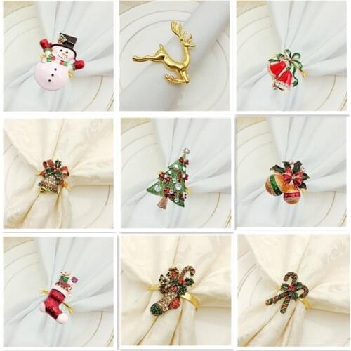 High-end Christmas Tree Napkin Ring Bow Flower Wreath Mouth Ring Hotel Sample Room Set Table Christmas Napkin Buckle