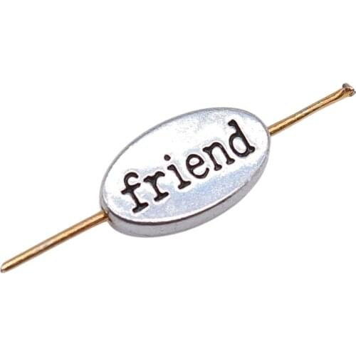 WYSIWYG 10pcs 13x8x3mm Charm Friend Beads Antique Silver Color Friend Small Hole Spacers Beads Double Sided For Jewelry Making