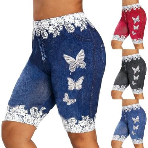 Butterfly print shorts Women Lace Patchwork Butterfly Shorts Minipants Short женские модные спортивные брюки с принтом бабочек