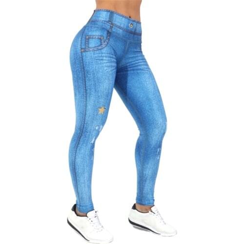 Women Leggings Skinny Stretchy Yoga Pants Streetwear Sexy Womens Sportwear Faux Denim Jeggings Pant Legging 2021(Not Jeans)