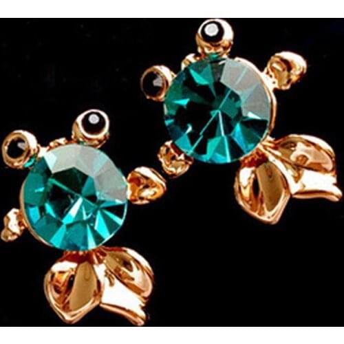 Women Fish Shaped Crystal Rhinestones Inlaid Earrings Gold Silver Plated Stud Earring Charming Jewelry