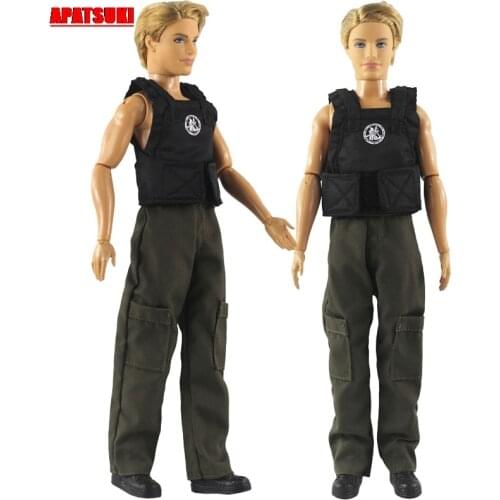 1Set Black Sleeveless Top Long Pants Outfits Clothes for Ken Doll Suits Clothes for Ken Boy Men Doll Clothes Accessories Kid Toy