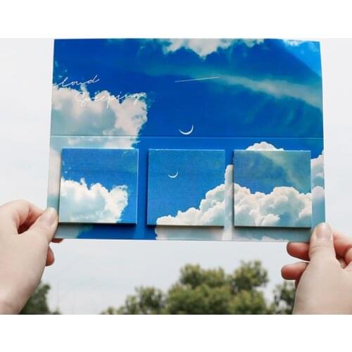 1pc Starry Sky Landscape Memo Pad Sticky Notes Cute Leave A Message Stickers Notepad Notebook Office School Supplies Stationery