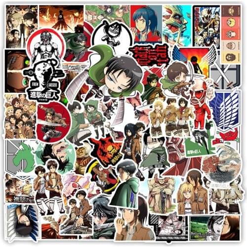 10/30/50pcs/Set Attack on Titan Cartoon Stickers For Refrigerator Car Helmet Gift Box Bicycle Guitar Decal Notebook Skate Trunk