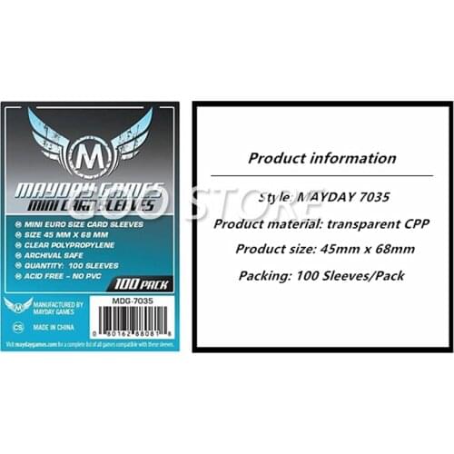 2 packs/lot MAYDAY Card Sleeve 7035 for 45*68mm cards protector clear pack case Board Games Sleeves