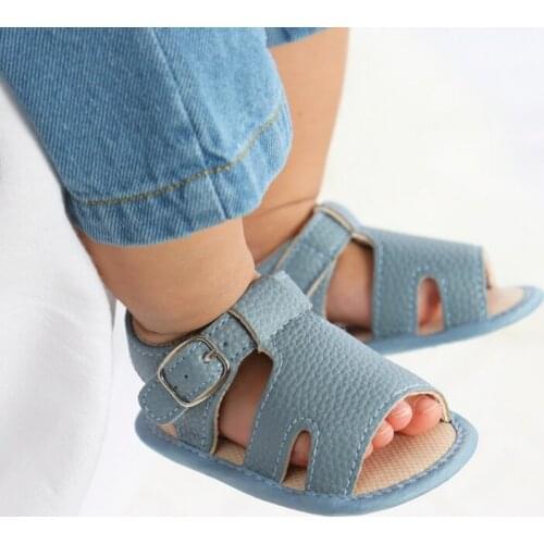 2021 Baby Summer Shoes Newborn Infant Baby Girls Boys Sandals Shoes Solid Non-slip PU Breathable Toddler Shoes