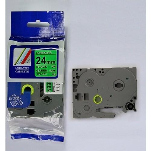 24mm black on green tze tape TZe-751 tze751 tz751 tze 751 Compatible brother label printer P-touch Printer Ribbons label maker
