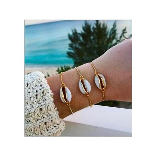 5 pieces Simple Fashion Gold Plated Shell Bracelet Jewelry