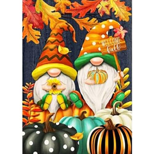 5D DIY Halloween Two Goblins And Pumpkin Diamond Painting Full Drill Embroidery Cross Stitch Mosaic Craft Kit Home Decor Gift