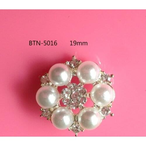 Free shipping 19mm pearl rhinestone button 50PCS/lot with shank for hair accessary (BTN-5016)