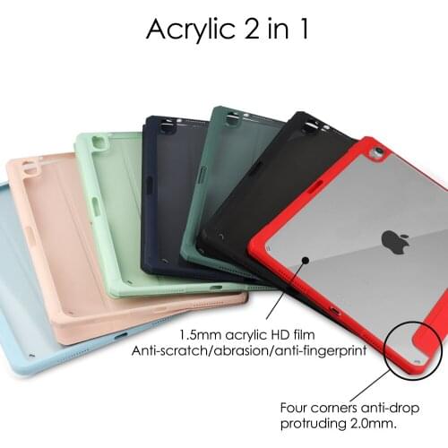 Case For New iPad Air 4 10.9 2020 Case With Pencil Holder Magnetic Stand + Acrylic Soft Back Cover For iPad Pro 11 2018 Case
