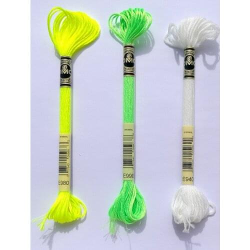 1pcs fluorescent Effects E980 E990 Glow-in-thedark E940 metallic thread cross stitch DMC floss embroidery DIY needlework craft
