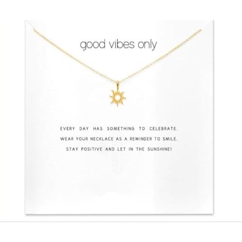 12pcs Good Vibes Only Sun Pendant Necklace For Women Gift