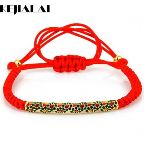 Hot Bar Zircon Charm Braiding Macrame Bracelet 24k Rose Zirconia Long Tube Beads Bracelets Jewelry for Men & Women