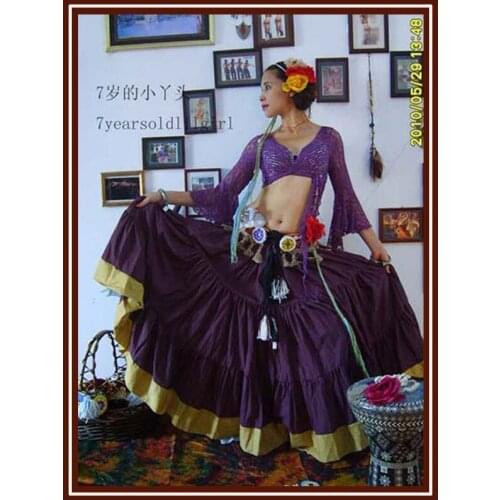 Cotton 3Tiered 12Yards Ats Gypsy Tribal Belly Dance Skirt With Border EG05