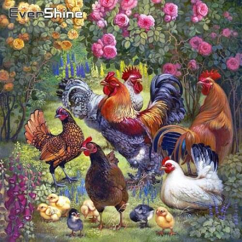 EverShine DIY Diamond Painting Animal Picture Rhinestones Full Drill Diamond Embroidery Chicken Mosaic Art Set Cross Stitch Kits