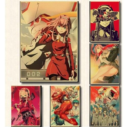 Classic Anime DARLING in the FRANXX Kraft Paper Retro Posters Painting Wall Poster Modern Art Poster For Kids Room/Bar Decor
