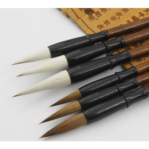 3 PCS White woolen brush/Brown Weasel Wool Hair Chinese Japanese Calligraphy Brush Pen Set Art for Office School Supplies
