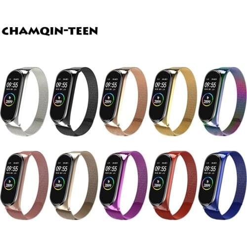 Magnetic Strap For Xiaomi Mi Band 4 5 6 Wrist Metal Bracelet Screwless Stainless Steel MIband for MiBand 5 4 Wristbands Pulseira