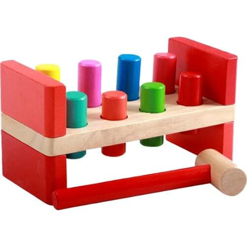Montessori Wooden Hammering Bench Play Set for 1 Year Old Toddler Game