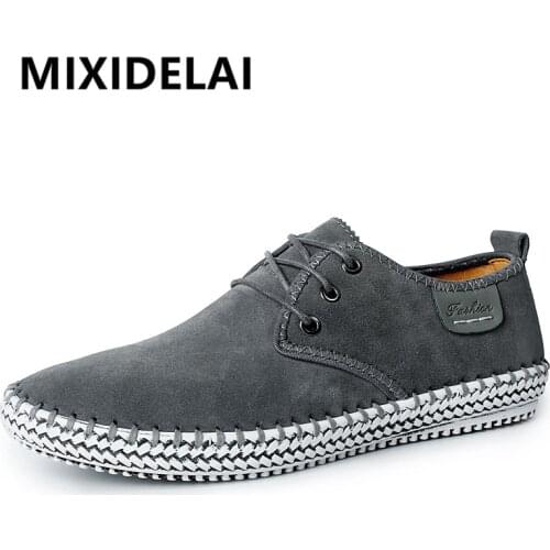 New Fashion Genuine Leather Casual Shoes Men Loafers Cow Suede Men Shoes Breathable Outdoor Flat Shoes Walking Zapatos Sneakers