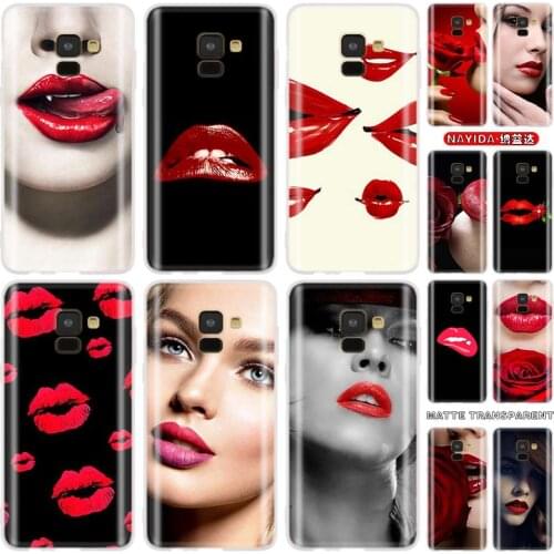 Soft Silicone Phone Cases For Samsung Galaxy J4 J6 Plus J7 J8 J3 J5 2015 2016 2017 EU 2018 Prime Red lips beauty