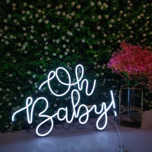 Neon Sign Custom Oh Baby Party Wedding Birthday Bedroom Wall Decor Baby Shower Gender Reveal Decorations Diy Neon Mural