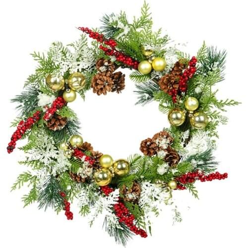 New Christmas Wreath Pine & Berry Artificial Wreaths for Holiday Wedding Home Front Door Field Garlands