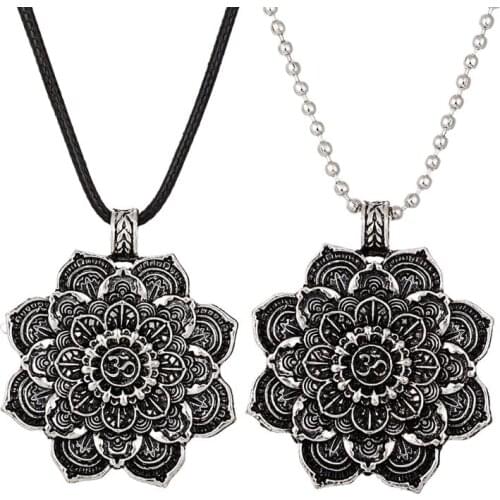 40GB Om Lotus Mandala Pendant Necklace Tibetan Buddhist Protection Meditation Jewelry