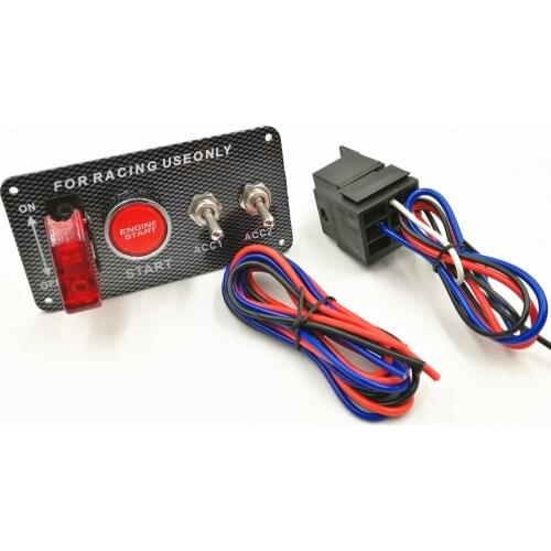 Ignition Switch Panel LED Toggle Engine Start Push Button Start Racing Car Carbon 12V(6.5)