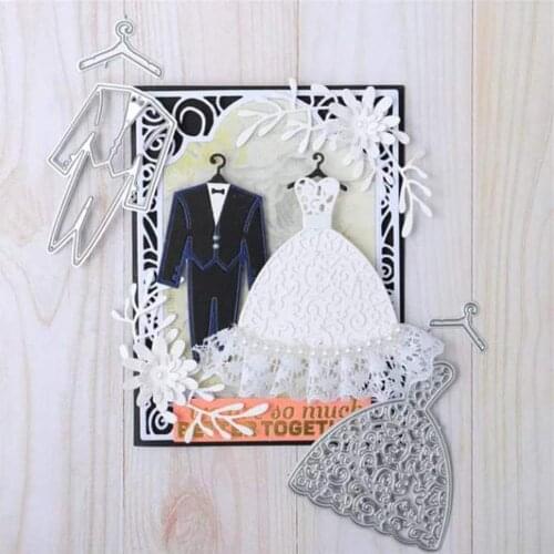 Couple Wedding Metal Cutting Dies Suit Wedding Dress Cut Die Mould for Scrapbooking Card Marking DIY Crafts 2020 New Stencil