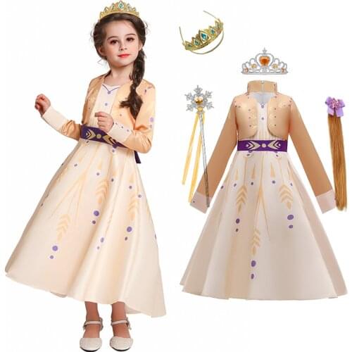 Anna Cosplay Dresses Girls Cosplay Costumes Snow Queen Princess Anna Frozen Party Vestidos Fantasia Kids Clothing Set
