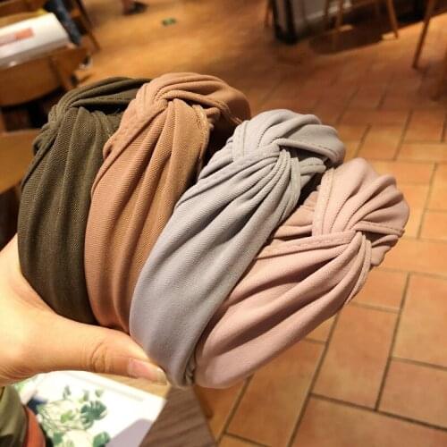 New Classic Turban Women Headband Solid Cross Knot Hairband Female Girls Fashion Bezel Wide Side Hair Hoop Accessories