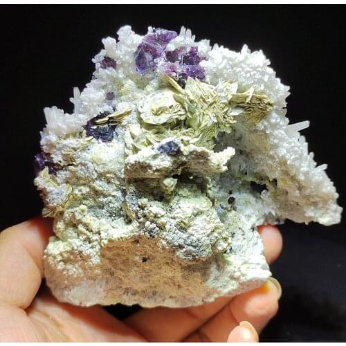 175.9gNatural purple blue fluorite and crystal, siderite stone home decoration healing crystal quartz gem mineral