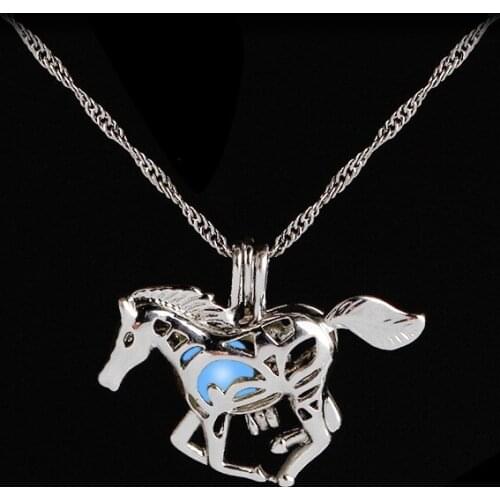 Simple hollow luminous animal pony unicorn Pendant Necklace Love Woman Mother Girl Gift Wedding blessing Jewelry