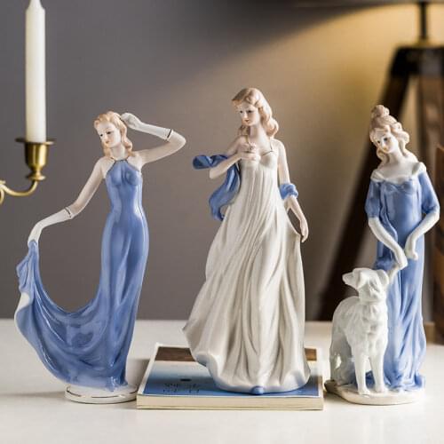 Modern Minimalist Female Figure Sculpture Ornaments Woman Girl Character Statue Living Room Wine TV Cabinet Home Decor
