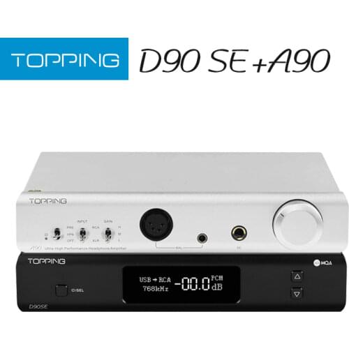 TOPPING D90SE MQA Decoder + TOPPING A90 Headphone Amplifier