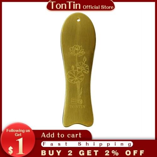 Tontin Traditional Copper Massage Tool Guasha Beauty SPA kit Scraping Facial Slim Face Body Massager Board Fish Shape