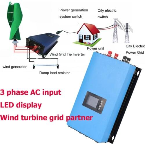 2000W On Grid Inverter with Limiter Dump Load Controller Resistor Grid Tie Inverters for 48v Wind Turbine Generator 3 Phase