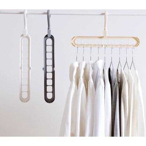 Rotating Nine-Hole Hanger Multi-Function Multi-Layer Folding Magic Hanger Wardrobe Storage Plastic Rack