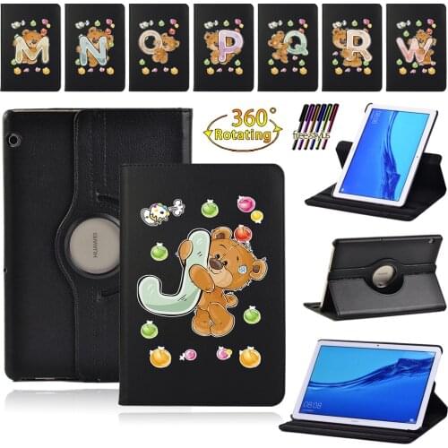 360 Rotating Tablet Case for Huawei MediaPad T3 10 9.6"/T5 10 10.1" Anti-Drop and Anti-Vibration Cover Case+ Stylus
