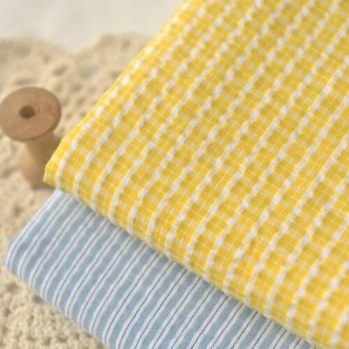 High quality polyester cotton fabric Bubble Plaid stripe tissu Top dress clothes handmade DIY clothes material