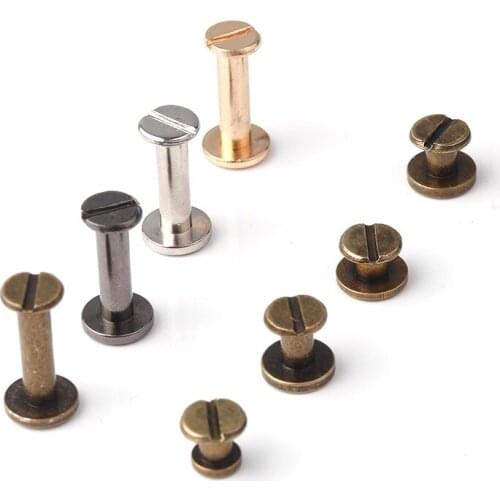 10pcs Solid Brass Binding Chicago Screws Nail Stud Rivets For Photo Album Leather Craft Studs Belt Wallet Fasteners Flat Cap