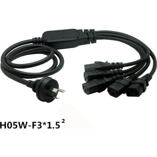 1PC 5ft/National standard 3 plugs 3 holes AU TO 5*C13 pin tail ower Cable Wires 3*1.5 square - 5ft